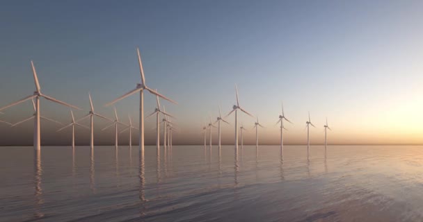 旋转风力发电机组作为可再生的替代绿色能源风车 3D动画4K无缝回路 — 图库视频影像
