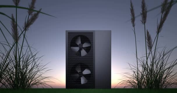 Wentylator Obrotowy Pompą Ciepła Jako Ogrzewaczem Alternatywną Energią Animation Fps — Wideo stockowe