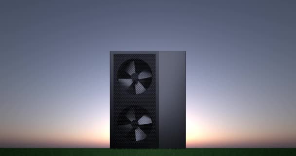 Bir Isı Pompası Enerjisini Isıtıcı Alternatif Enerji Olarak Dönen Fan — Stok video