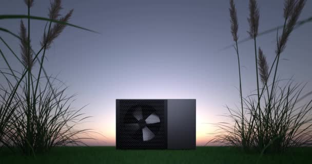 Rotationsventilator Einer Wärmepumpe Energie Als Heizung Und Alternative Energie Animation — Stockvideo