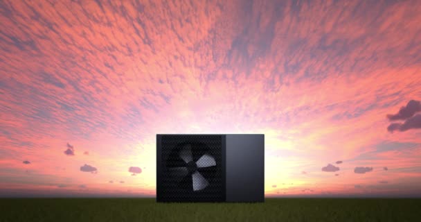 Rotační Ventilátor Tepelné Energie Čerpadla Jako Ohřívače Alternativní Energie Animace — Stock video