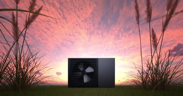 Roterande Fläkt Värmepumpsenergi Som Värmare Och Alternativ Energi Animation Fps — Stockvideo