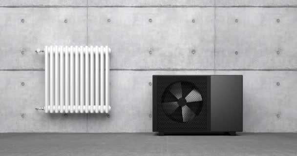 Rotating Fan Heat Pump Energy Radiator Heater Alternative Energy Animation — Stock Video