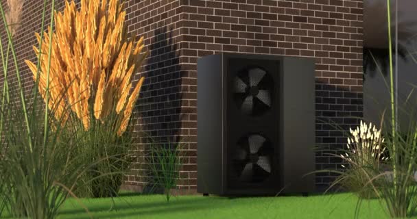 Roterande Fläkt Värmepumpsenergi Som Värmare Och Alternativ Energi Animation Fps — Stockvideo