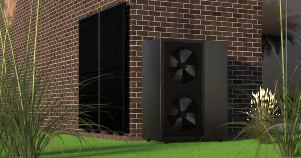 Roterende Ventilator Van Een Warmtepomp Energie Als Verwarming Alternatieve Energie — Stockvideo