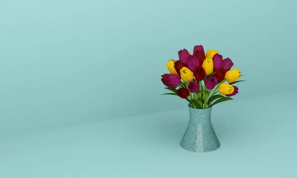 abstract colorful tulip as bunch of flowers - 3D Illustration