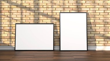 şablon olarak resim çerçevesi olan soyut model oda - 3B Resim