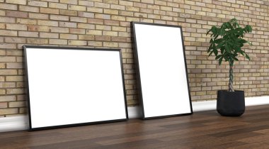 şablon olarak resim çerçevesi olan soyut model oda - 3B Resim