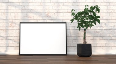 şablon olarak resim çerçevesi olan soyut model oda - 3B Resim