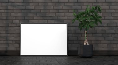 şablon olarak resim çerçevesi olan soyut model oda - 3B Resim