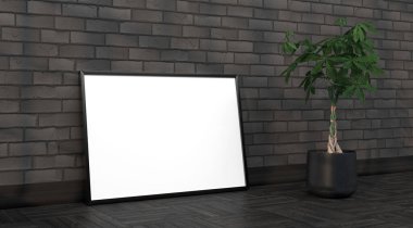 şablon olarak resim çerçevesi olan soyut model oda - 3B Resim