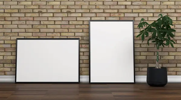 şablon olarak resim çerçevesi olan soyut model oda - 3B Resim