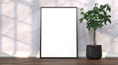 şablon olarak resim çerçevesi olan soyut model oda - 3B Resim