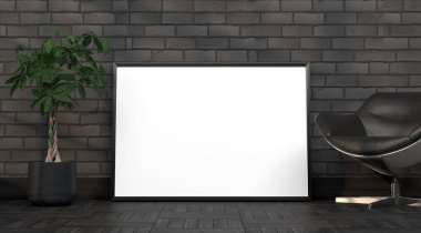 şablon olarak resim çerçevesi olan soyut model oda - 3B Resim