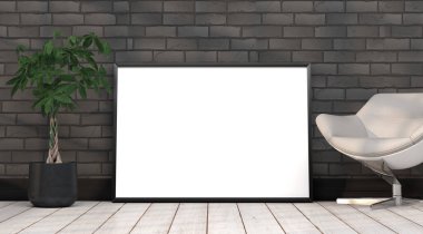 şablon olarak resim çerçevesi olan soyut model oda - 3B Resim