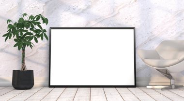 şablon olarak resim çerçevesi olan soyut model oda - 3B Resim