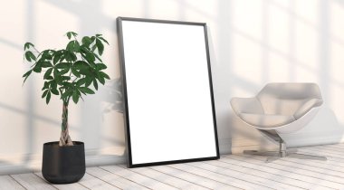 şablon olarak resim çerçevesi olan soyut model oda - 3B Resim