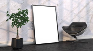 şablon olarak resim çerçevesi olan soyut model oda - 3B Resim