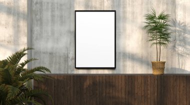 şablon olarak resim çerçevesi olan soyut model oda - 3B Resim