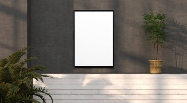 şablon olarak resim çerçevesi olan soyut model oda - 3B Resim