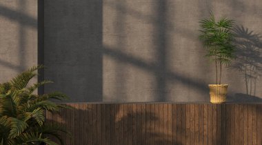 Şablon olarak uzay duvarını kopyalayan soyut boş oda - 3B Resim