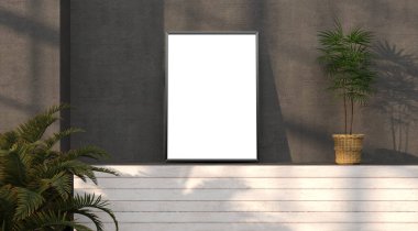 şablon olarak resim çerçevesi olan soyut model oda - 3B Resim