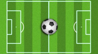 Futbol sahasında dönen futbol topu - 3D 4K çeviren 60 fps pürüzsüz döngü