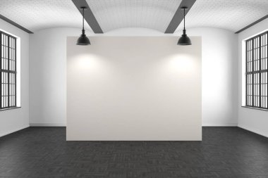 boş çerçeve ve parlak duvar ile boş modern galeri - 3B İllüstrasyon