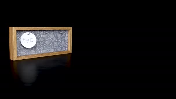 Drewniany Blok Kalendarzowy Pokazujący Datę Lutego Męską Ręką Zakładającą Zdejmującą — Wideo stockowe