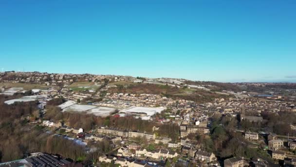 Aerial Drone Footage Village Golcar West Yorkshire England Huddersfield Showing — Stockvideo