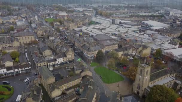 Aerial Drone Footage Village Keighley Bradford Showing Rain Pouring Village — Stockvideo