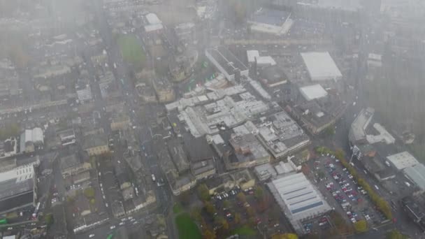 Légi Felvétel Keighley Faluról Bradfordról Angliában Ahol Ősszel Esik Eső — Stock videók
