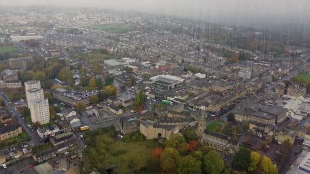 Aerial Drone Footage Village Keighley Bradford Showing Rain Pouring Village — Vídeo de Stock