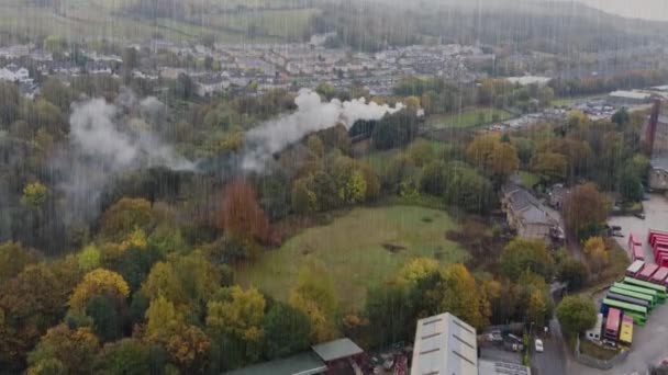 Aerial Drone Footage Village Keighley Bradford Showing Rain Pouring Classic — Vídeo de Stock