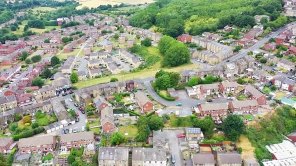Aerial Footage Town Batley Wakefield West Yorkshire Showing Typical British — Stockvideo