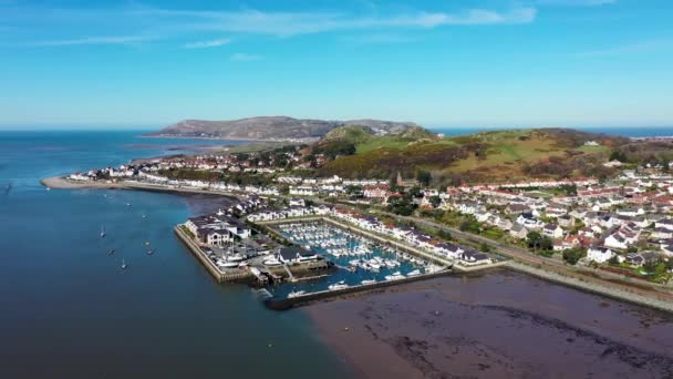 Aerial Footage Town Deganwy Conwy County Borough Wales Lies Creuddyn — 图库视频影像