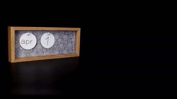 Wooden Calendar Block Showing Date April 13Th Mans Hand Putting — Stockvideo