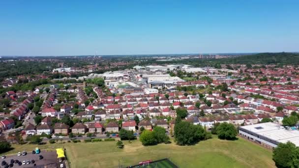 Luchtfoto Van Grote Buitenwijk Wembley Het Noordwesten Van Londen Het — Stockvideo