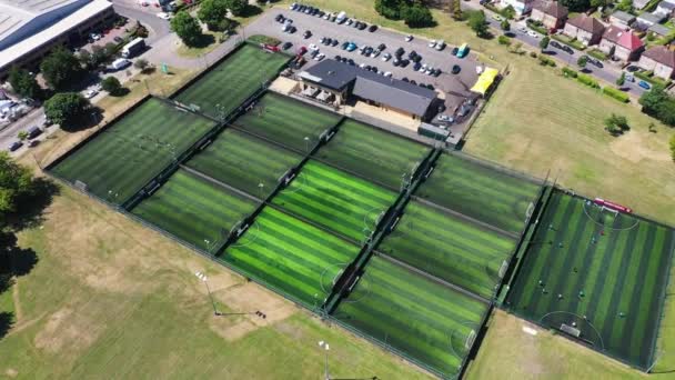 Aerial Drone Footage Town Wimbledon Showing Football Pitches Side British — Stok video