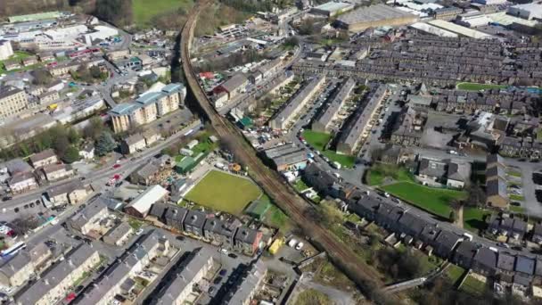Images Aériennes Drones Ville Huddersfield Une Ville Marché Dans District — Video