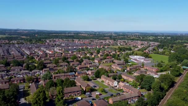 Filmagem Aérea Cidade Knottingley Wakefield Reino Unido Mostrando Propriedades Residenciais — Vídeo de Stock