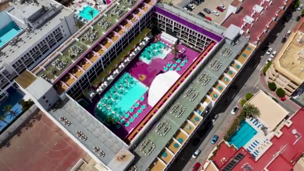 Přímo Dolů Letecké Drone Záběry Vesnice Sant Antoni Ostrově Ibiza — Stock video