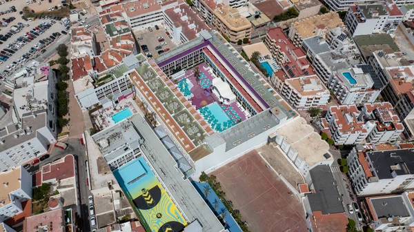 Aerial Drone Photo Town Sant Antoni Portmany Island Ibiza Balearic — Stock Photo, Image