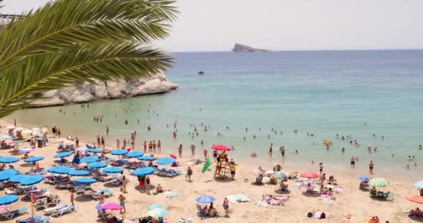 Benidorm Spanya Temmuz 2023 Spanya Nın Güzel Benidorm Şehrinin Sahili — Stok video