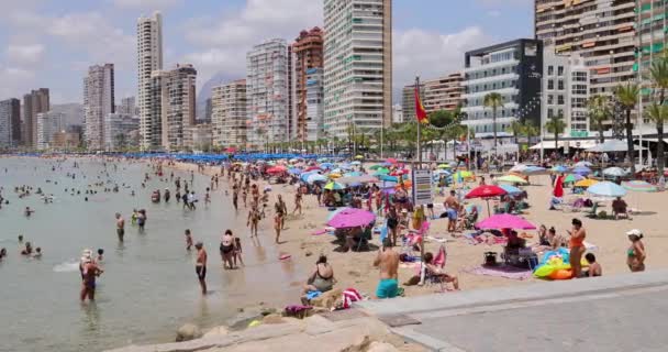 Benidorm Hiszpania Lipca 2023 Nagranie Pięknego Miasta Benidorm Hiszpanii Pokazujące — Wideo stockowe