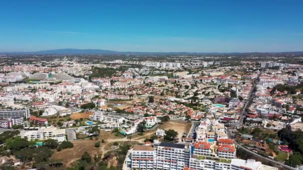 Aerial Footage Beautiful Beach Front Albufeira Portugal Showing Praia Oura — Stock Video