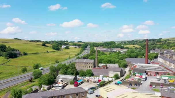 Zdjęcia Lotnicze Pięknego Brytyjskiego Miasta Haslingden Rossendale Lancashire Anglia Pokazujące — Wideo stockowe