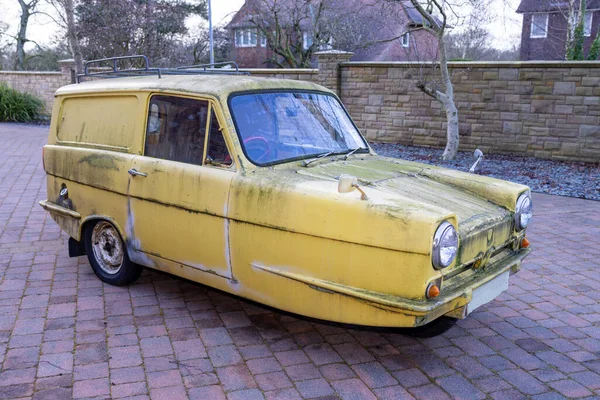 Classic Historic Reliant Robin Wheel Van Colour Yellow Used Show — Stock Photo, Image