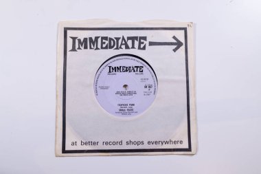 Londra İngiltere, 4 Şubat 2024 The Small Faces grubunun eski bir plağı ve orijinal kolunda Itchycoo Park şarkısı var.