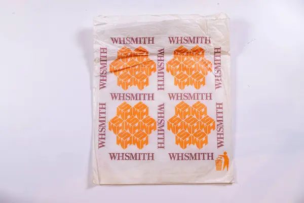 Stock image London UK, 4th Feb 2024 An old historical bag from the 70's from the W.H.Smith store in the UK,